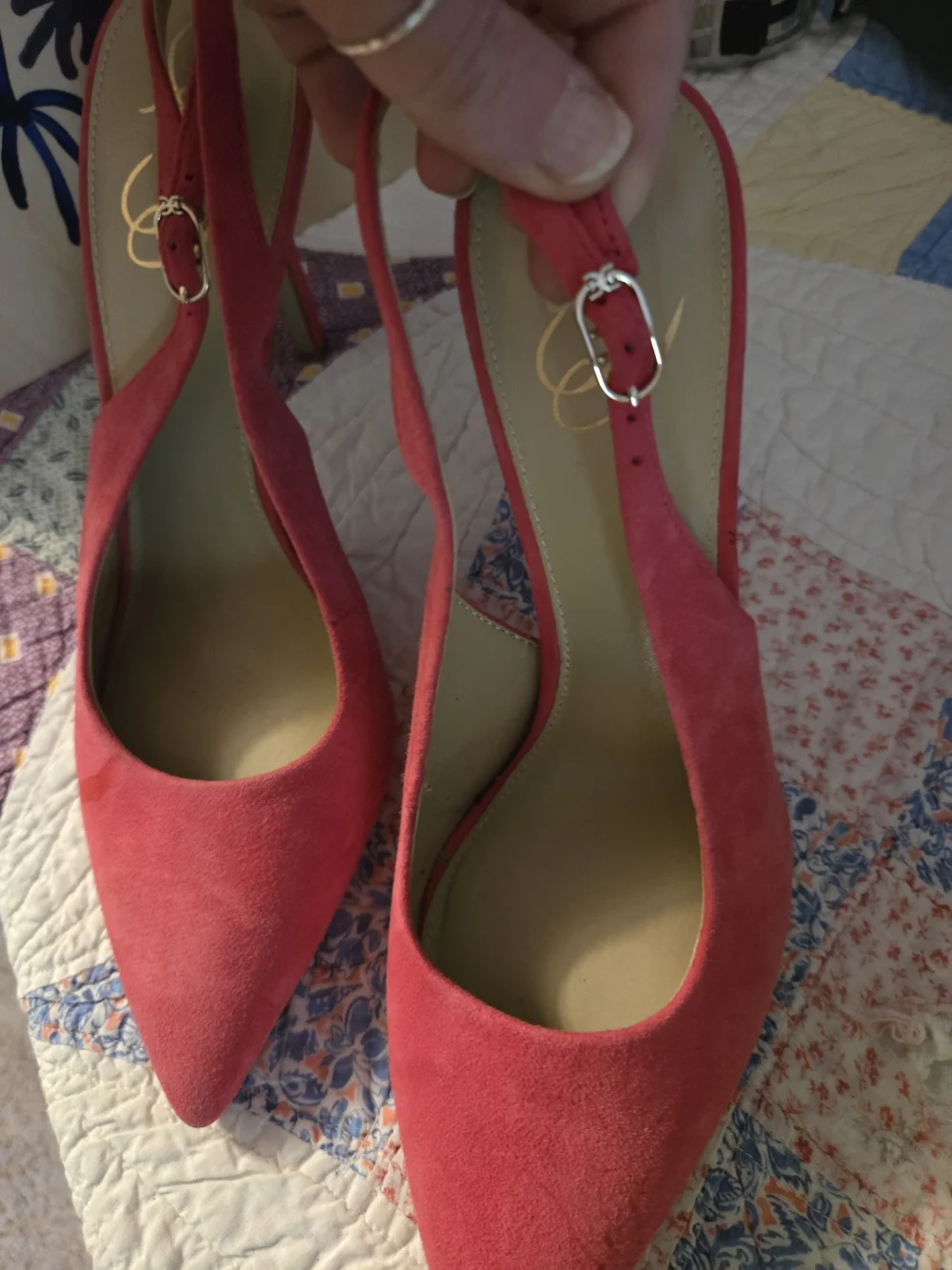 Sam Eldeman 8.5 woman's pink hazel sling heals gently used